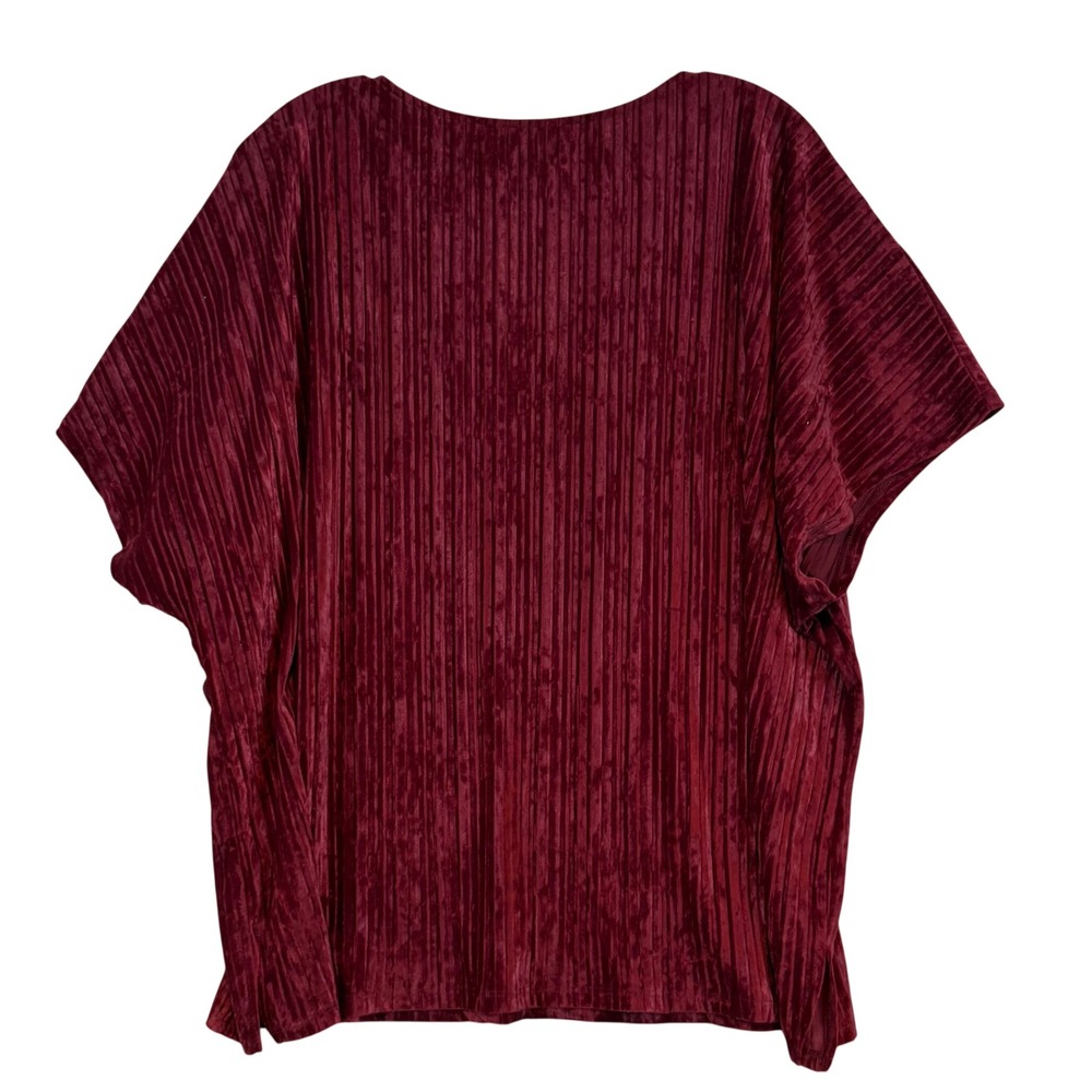 NWT‎ Jones New York Signature Burgundy Pleated Velvet Popover Dolman Top XXL